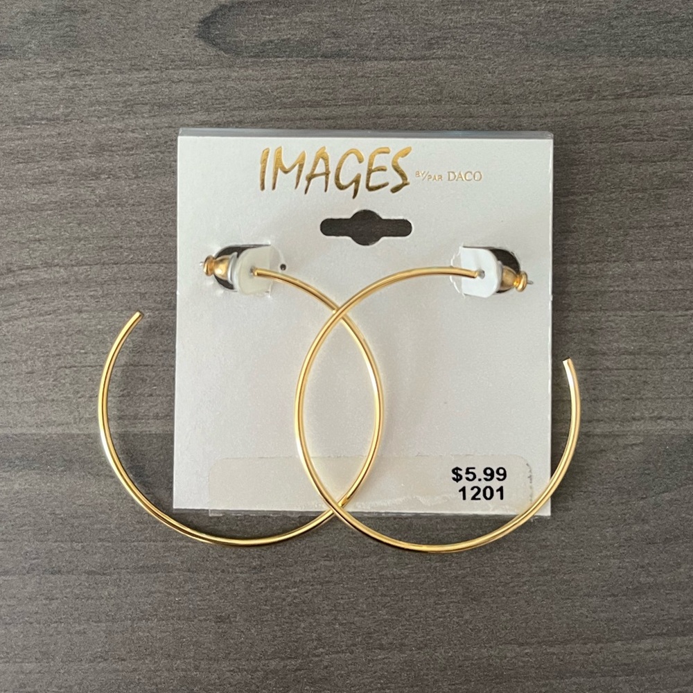 🆓 WITH PURCHASE Gold Tone 1.75” Diameter Hoop Earrings Hypo-Allergenic Posts